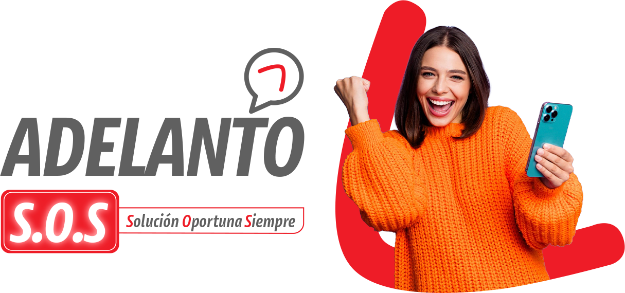Adelanto de Salario SOS, mujer soriente festejando